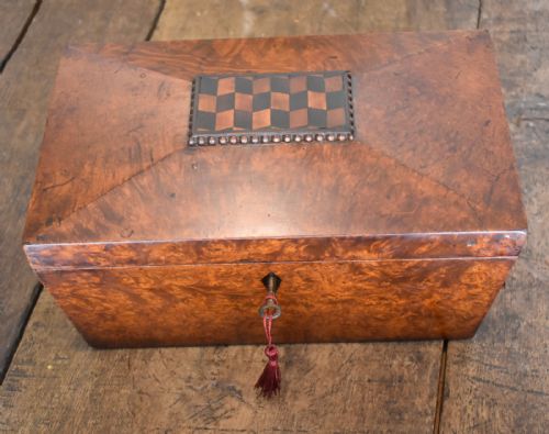 SUPERB REGENCY BURR YEW TEA CADDY - ADDITIONAL PHOTO 1