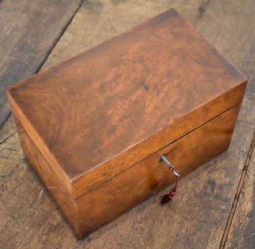 FINE LONDON MADE BUR WALNUT TEA CADDY - ADDITIONAL PHOTO 1