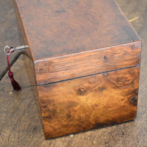 FINE LONDON MADE BUR WALNUT TEA CADDY - ADDITIONAL PHOTO 2