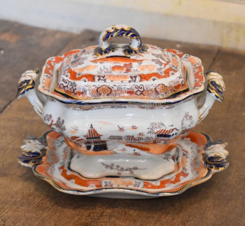 fine iron stone china sauce tureen - CATEGORY: ANTIQUE CERAMICS - DATED 1860