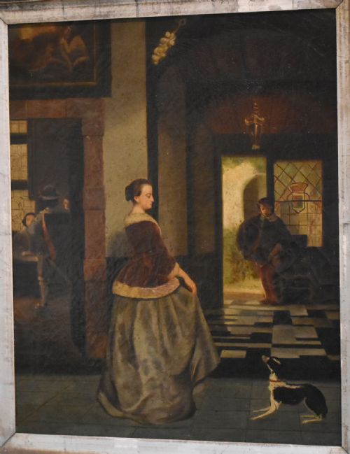 FINE DUTCH INTERIOR SCENE OIL PAINTING - ADDITIONAL PHOTO 3
