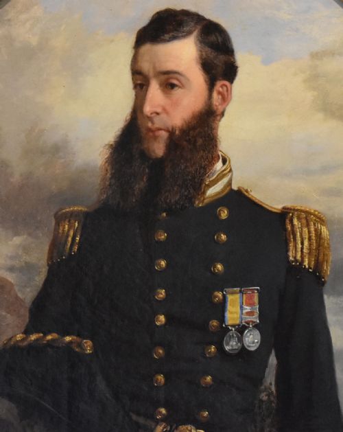 SUPERB VICTORIAN OIL PORTRAIT OF A NAVAL OFFICER - ADDITIONAL PHOTO 5