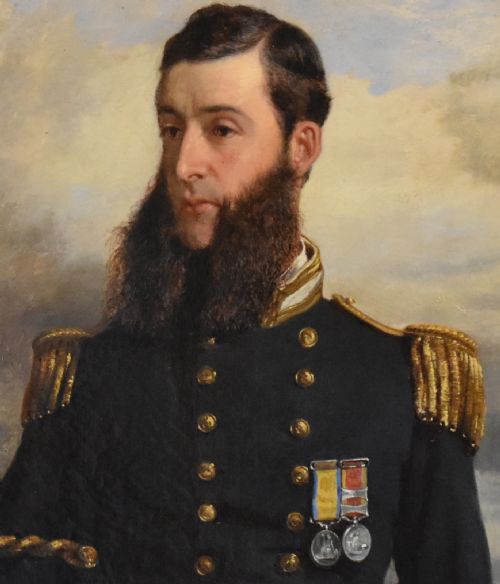 SUPERB VICTORIAN OIL PORTRAIT OF A NAVAL OFFICER - ADDITIONAL PHOTO 6