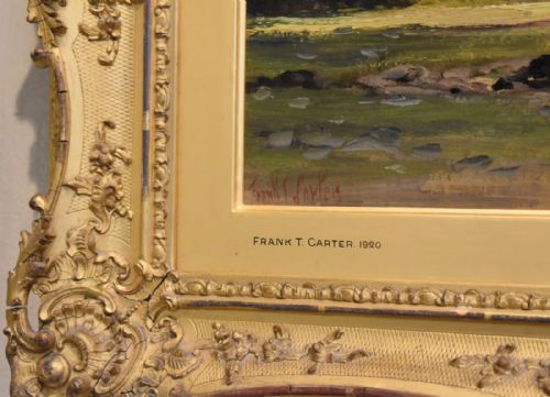 SUPERB PAIR OF LANDSCAPE OIL PAINTINGS BY FRANK T CARTER - ADDITIONAL PHOTO 5