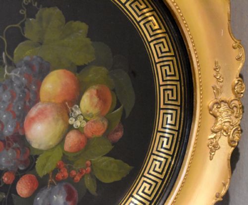 FINE VICTORIAN FRAMED PAINTED TOLEWARE TRAY - ADDITIONAL PHOTO 6
