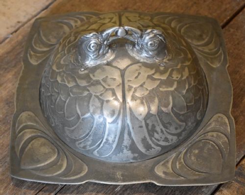 ART NOUVEAU PEWTER COVERED EGG DISH - ADDITIONAL PHOTO 1