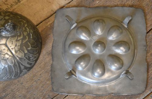 ART NOUVEAU PEWTER COVERED EGG DISH - ADDITIONAL PHOTO 5