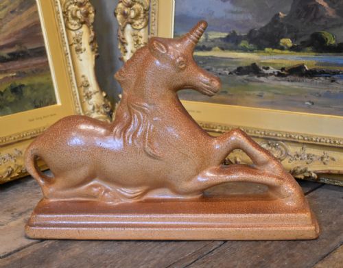 large victorian salt glaze stoneware unicorn - CATEGORY: ANTIQUE CERAMICS - DATED 1880