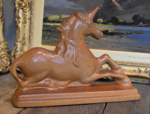 LARGE VICTORIAN SALT GLAZE STONEWARE UNICORN - ADDITIONAL PHOTO 1