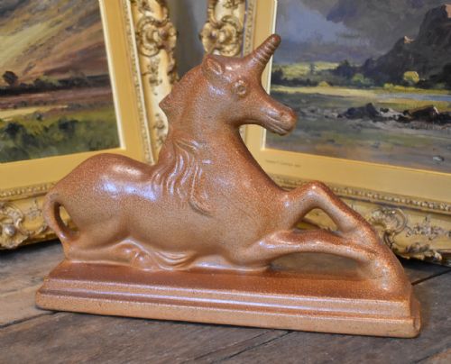 LARGE VICTORIAN SALT GLAZE STONEWARE UNICORN - ADDITIONAL PHOTO 2