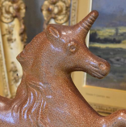 LARGE VICTORIAN SALT GLAZE STONEWARE UNICORN - ADDITIONAL PHOTO 3