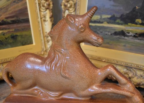LARGE VICTORIAN SALT GLAZE STONEWARE UNICORN - ADDITIONAL PHOTO 4