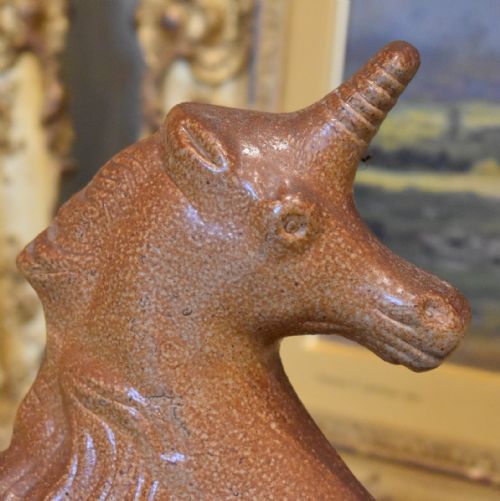 LARGE VICTORIAN SALT GLAZE STONEWARE UNICORN - ADDITIONAL PHOTO 5