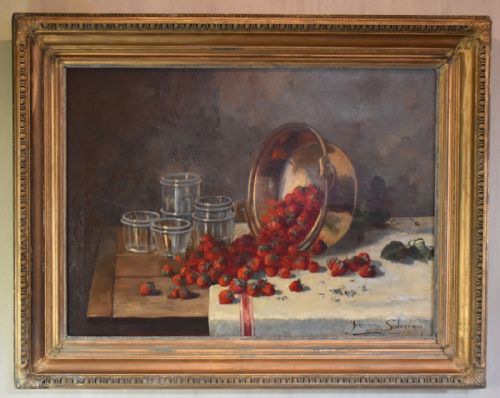 LARGE STILL LIFE OIL PAINTING JAM MAKING - ADDITIONAL PHOTO 2