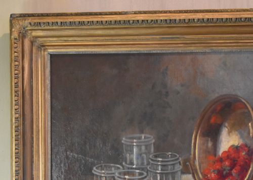 LARGE STILL LIFE OIL PAINTING JAM MAKING - ADDITIONAL PHOTO 3