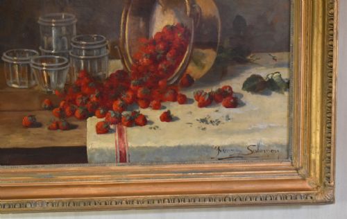 LARGE STILL LIFE OIL PAINTING JAM MAKING - ADDITIONAL PHOTO 4