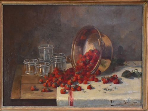 LARGE STILL LIFE OIL PAINTING JAM MAKING - ADDITIONAL PHOTO 5