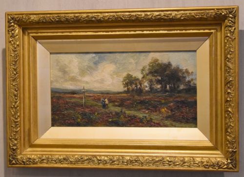 LANDSCAPE OIL PAINTING WITH FIGURES AT A CROSSROAD - ADDITIONAL PHOTO 1