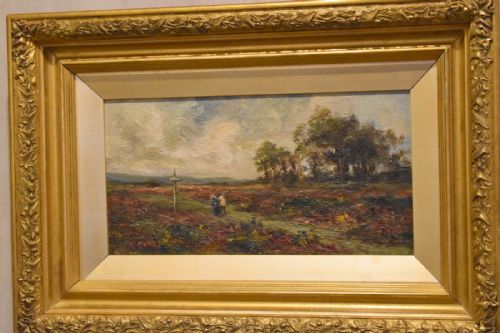 LANDSCAPE OIL PAINTING WITH FIGURES AT A CROSSROAD - ADDITIONAL PHOTO 4