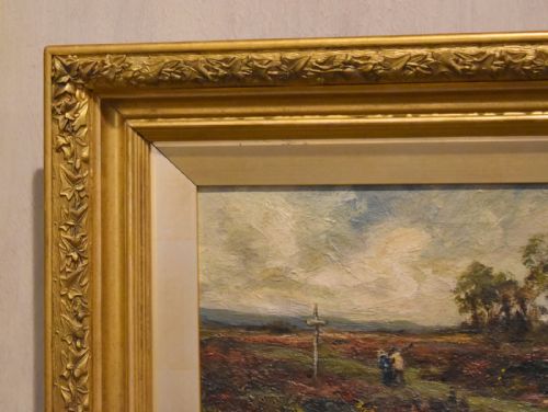 LANDSCAPE OIL PAINTING WITH FIGURES AT A CROSSROAD - ADDITIONAL PHOTO 7