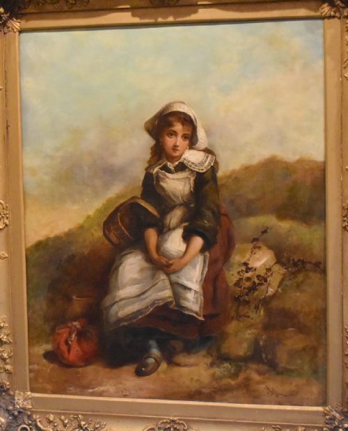 LARGE OIL PAINTING A MOMENTS REST BY THOMAS KENT PELHAM - ADDITIONAL PHOTO 3