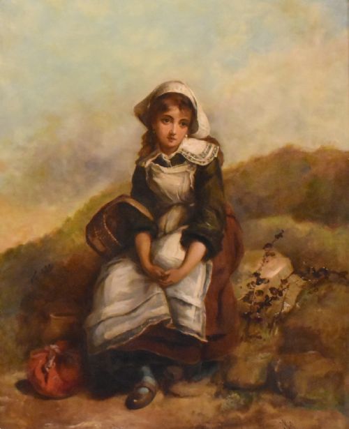LARGE OIL PAINTING A MOMENTS REST BY THOMAS KENT PELHAM - ADDITIONAL PHOTO 4