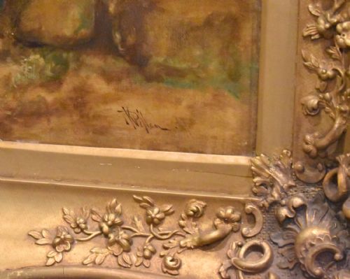 LARGE OIL PAINTING A MOMENTS REST BY THOMAS KENT PELHAM - ADDITIONAL PHOTO 8