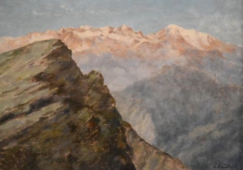 MOUNTAIN LANDSCAPE OIL PAINTING BY CLEMENT CASTELLI 18701959 - ADDITIONAL PHOTO 3