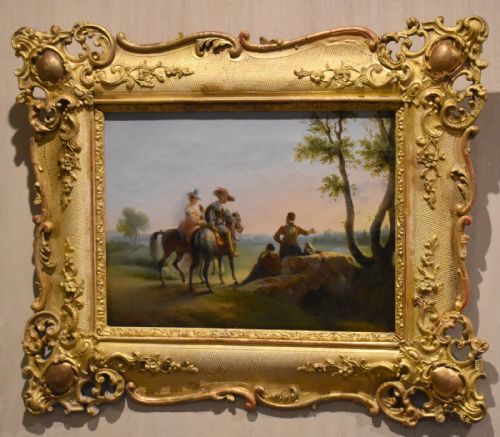 FINE FALCONRY SCENE OIL PAINTING BY EUGNE CHARPENTIER - ADDITIONAL PHOTO 1
