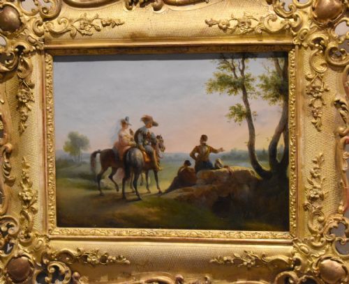 FINE FALCONRY SCENE OIL PAINTING BY EUGNE CHARPENTIER - ADDITIONAL PHOTO 2