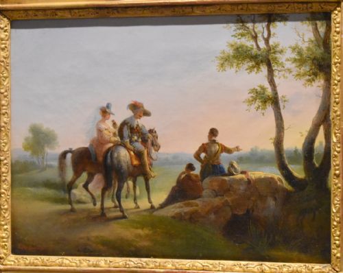 FINE FALCONRY SCENE OIL PAINTING BY EUGNE CHARPENTIER - ADDITIONAL PHOTO 3