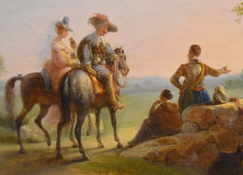FINE FALCONRY SCENE OIL PAINTING BY EUGNE CHARPENTIER - ADDITIONAL PHOTO 4