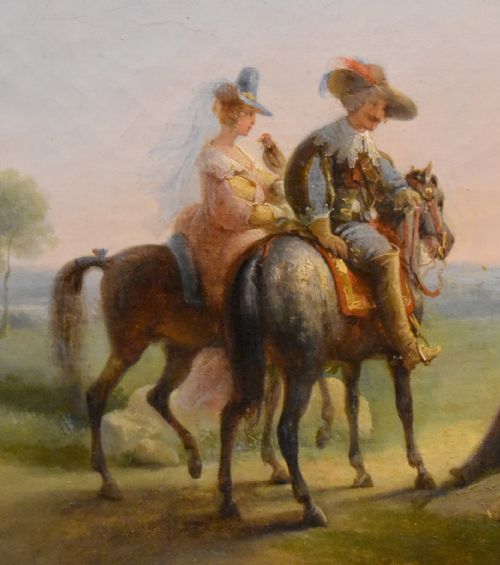 FINE FALCONRY SCENE OIL PAINTING BY EUGNE CHARPENTIER - ADDITIONAL PHOTO 5