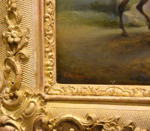 FINE FALCONRY SCENE OIL PAINTING BY EUGNE CHARPENTIER - ADDITIONAL PHOTO 6