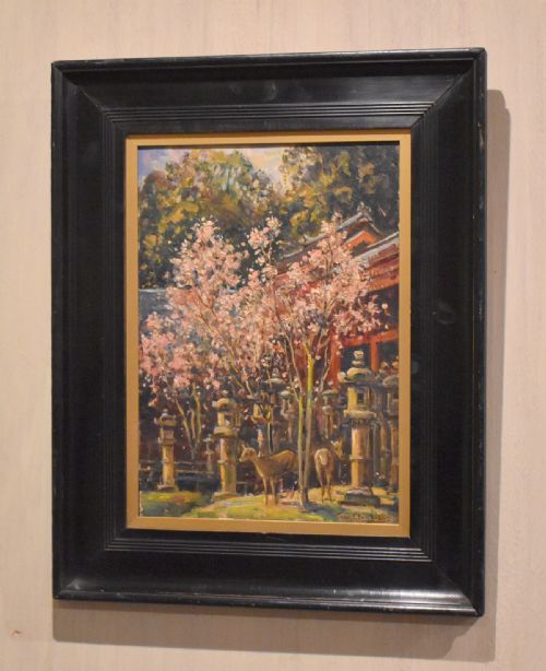 spring in the temple grounds oil painting by frank e beresford - CATEGORY: ANTIQUE ART - DATED 1900