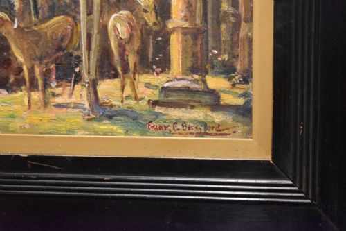 SPRING IN THE TEMPLE GROUNDS OIL PAINTING BY FRANK E BERESFORD - ADDITIONAL PHOTO 3