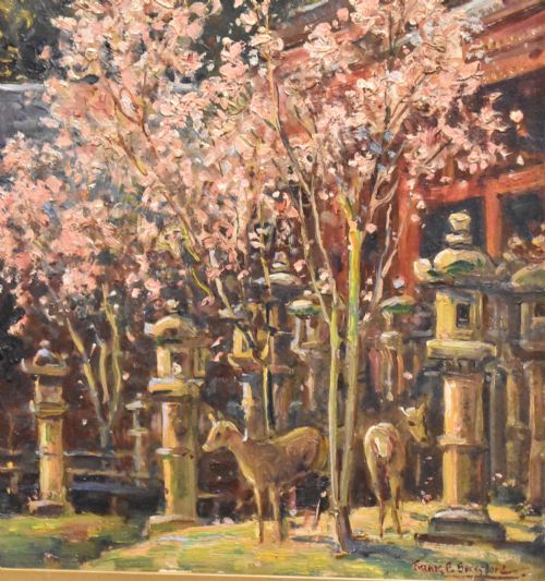 SPRING IN THE TEMPLE GROUNDS OIL PAINTING BY FRANK E BERESFORD - ADDITIONAL PHOTO 4