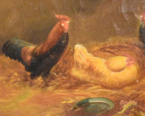 OIL PAINTING OF CHICKENS IN A BARN - ADDITIONAL PHOTO 5