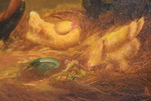 OIL PAINTING OF CHICKENS IN A BARN - ADDITIONAL PHOTO 7
