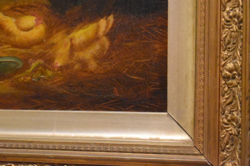 OIL PAINTING OF CHICKENS IN A BARN - ADDITIONAL PHOTO 8
