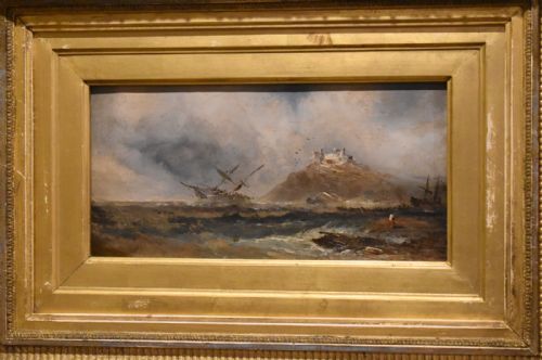 VICTORIAN OIL PAINTING SHIPWRECK OFF BAMBURGH CASTLE - ADDITIONAL PHOTO 3