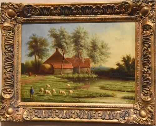 RURAL LANDSCAPE OIL PAINTING BY LAURENS PLAS 18281893 - ADDITIONAL PHOTO 1