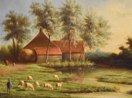 RURAL LANDSCAPE OIL PAINTING BY LAURENS PLAS 18281893 - ADDITIONAL PHOTO 4