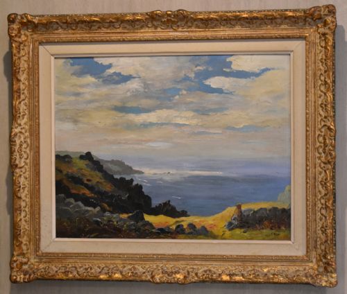 CORNISH COAST OIL PAINTING BY HUGH EDWARD RIDGE - ADDITIONAL PHOTO 1