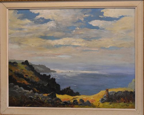 CORNISH COAST OIL PAINTING BY HUGH EDWARD RIDGE - ADDITIONAL PHOTO 2
