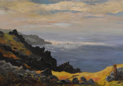 CORNISH COAST OIL PAINTING BY HUGH EDWARD RIDGE - ADDITIONAL PHOTO 4
