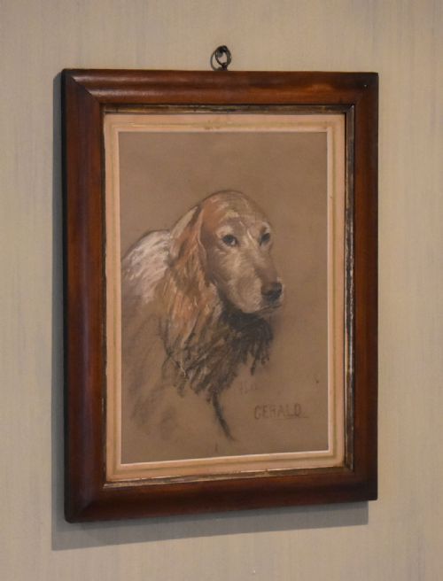 pastel dog portrait by wasdell tricket - CATEGORY: ANTIQUE ART - DATED 1920