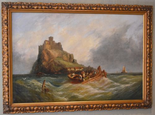 FINE VICTORIAN OIL PAINTING OF SAINT MICHAELS MOUNT - ADDITIONAL PHOTO 1