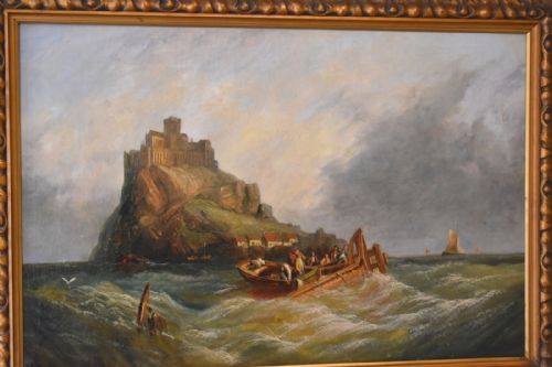 FINE VICTORIAN OIL PAINTING OF SAINT MICHAELS MOUNT - ADDITIONAL PHOTO 2