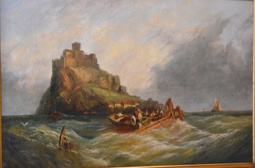 FINE VICTORIAN OIL PAINTING OF SAINT MICHAELS MOUNT - ADDITIONAL PHOTO 3